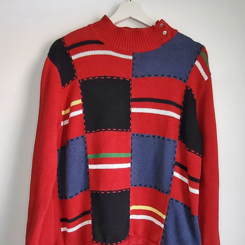 Vintage Crazy Horse by Liz Claiborne Patchwork Knit Sweater – L-XL